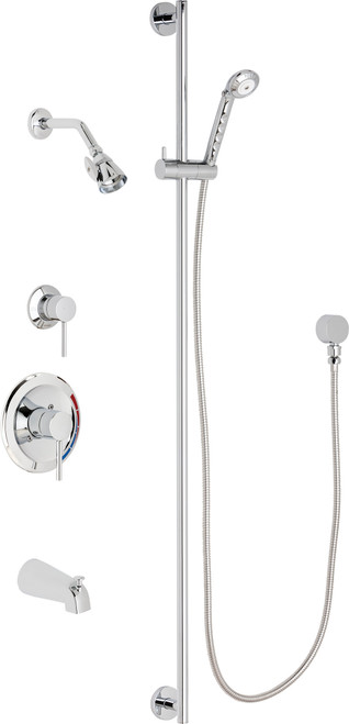 Chicago Faucets SH-PB1-16-122 Pressure Balancing Tub and Shower System with Hand Spray and 48" Slide Bar