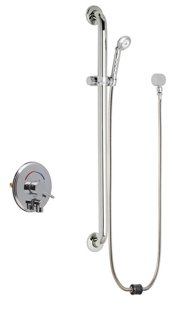 Chicago Faucets SH-PB4-00-044 Pressure Balancing Shower Fitting with Auto-Drain Hand Spray and 36" ADA Grab Bar