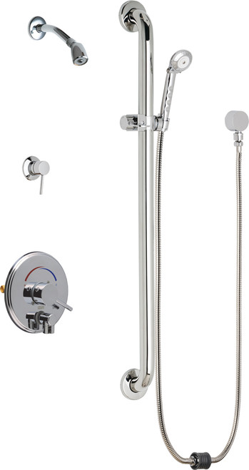 Chicago Faucets SH-PB4-33-044 Pressure Balancing Shower Fitting with Auto-Drain and Hand Spray