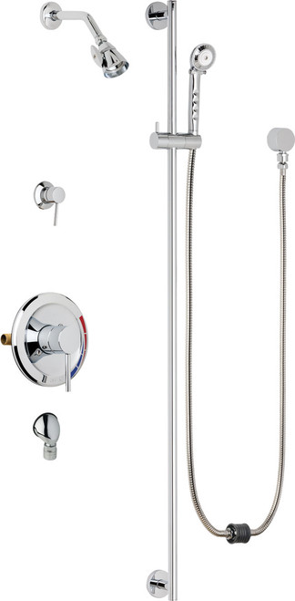 Chicago Faucets SH-PB5-37-042 Pressure Balancing Shower Fitting with Auto-Drain and Hand Spray