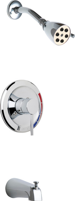 Chicago Faucets SH-TK1-01-100 Pressure Balancing Tub and Shower Trim Kit with Showerhead and Tub Spout