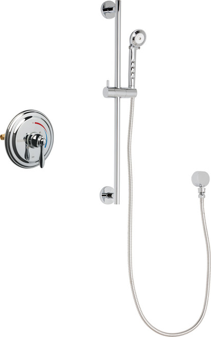 Chicago Faucets SH-TP1-00-021 Thermostatic/ Pressure Balancing Shower Fitting with Hand Spray, and 24" Slide Bar