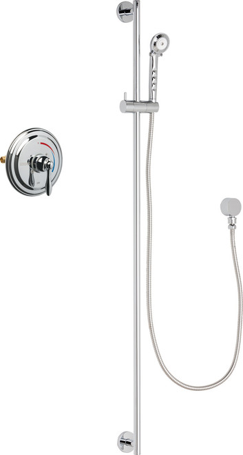 Chicago Faucets SH-TP1-00-022 Thermostatic/ Pressure Balancing Shower Fitting with Hand Spray, and 48" Slide Bar