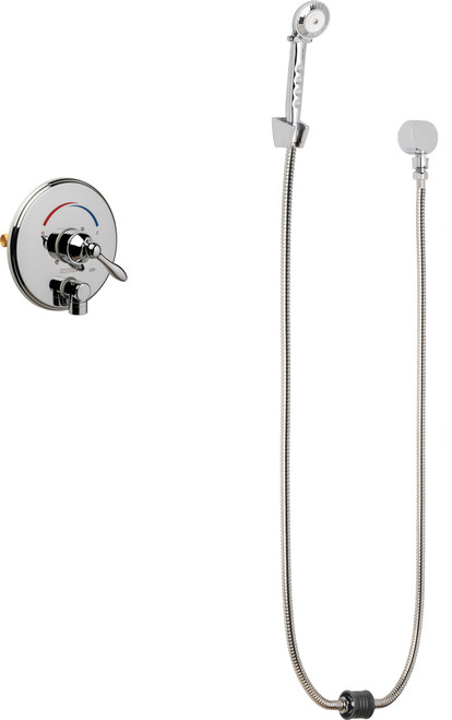 Chicago Faucets SH-TP4-00-020 Thermostatic/ Pressure Balancing Shower Fitting with Auto-Drain, Hand Spray and Wall Hook