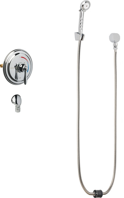Chicago Faucets SH-TP5-00-060 Thermostatic/ Pressure Balancing Shower Fitting with Auto-Drain, Hand Spray and Wall Hook