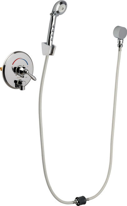 Chicago Faucets SH-TP5-00-070 Thermostatic/ Pressure Balancing Shower Fitting with Auto-Drain, Hand Spray and Wall Hook