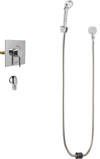 Chicago Faucets SH-TP6-00-020 Thermostatic/ Pressure Balancing Shower Fitting with Auto-Drain, Hand Spray and Wall Hook