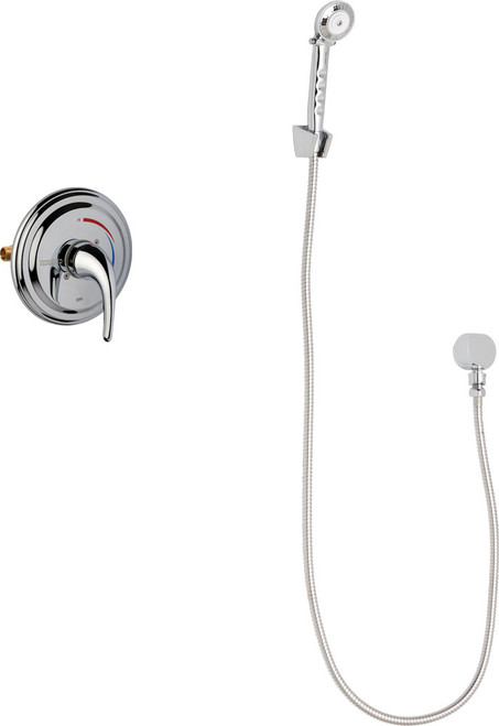 Chicago Faucets SH-TP7-00-020 Thermostatic/ Pressure Balancing Shower Fitting with Auto-Drain, Hand Spray and Wall Hook