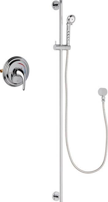 Chicago Faucets SH-TP7-00-022 Thermostatic/ Pressure Balancing Shower Fitting with Auto-Drain Hand Spray and 48" Slide Bar