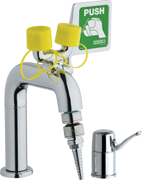 Chicago Faucets 8451-E22E7TABCP Single-Handle Emergency Eyewash with Faucet and Lab Nozzle