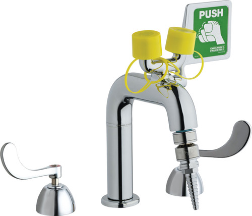 Chicago Faucets 8452-E22E7TABCP Dual-Handle Emergency Eyewash with Faucet and Lab Nozzle