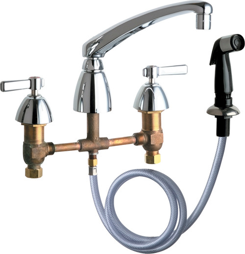 Chicago Faucets 200-AL8E35ABCP Deck-Mounted Manual Faucet with 8" Centers