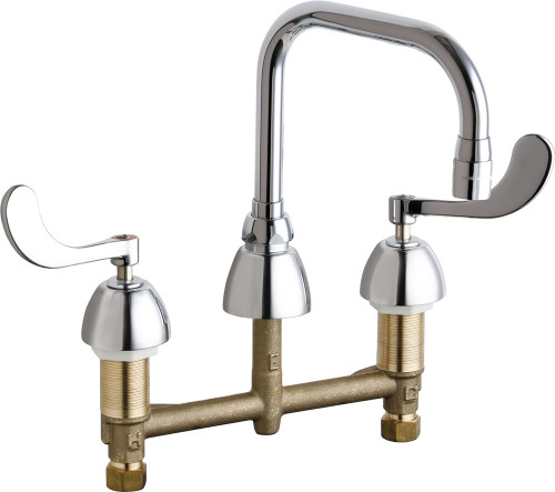 Chicago Faucets 201-ADB6AE3-317AB Deck-Mounted Manual Faucet with 8" Centers