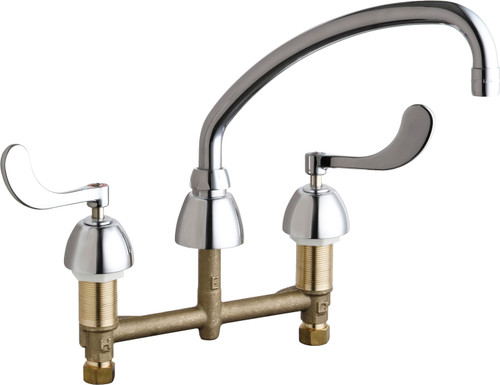 Chicago Faucets 201-AE35-317XKABCP Deck-Mounted Manual Faucet with 8" Centers