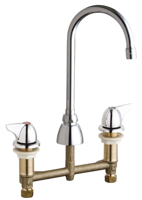 Chicago Faucets 201-AGN2AE3-1000AB Deck-Mounted Manual Faucet with 8" Centers