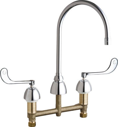 Chicago Faucets 201-AGN8AE35-319AB Deck-Mounted Manual Faucet with 8" Centers