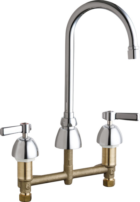 Chicago Faucets 201-RSGN2AE3VXKAB Deck-Mounted Manual Faucet with 8" Centers