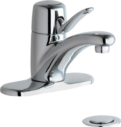 Chicago Faucets 2201-4E70ABCP Deck-Mounted Manual Faucet with 4" Centers with Pop-Up Drain