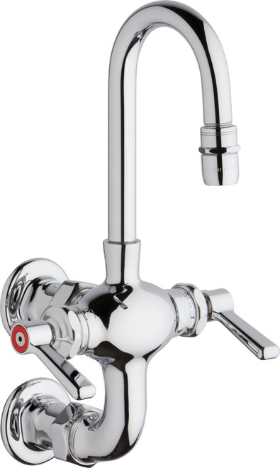 Chicago Faucets 225-261E3-3XKABCP Wall-Mounted Manual Sink Faucet With 3" Vertical Centers