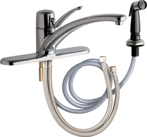 Chicago Faucets 2301-8E34ABCP Deck-Mounted Manual Sink Faucet 8" Centers with Side Spray