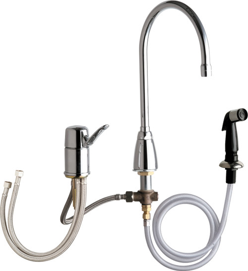 Chicago Faucets 2304-E35ABCP Deck-Mounted Manual Faucet Three-Hole Mounting