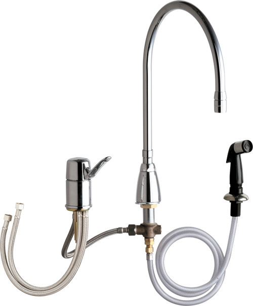 Chicago Faucets 2304-GN10ASWGE35AB Deck-Mounted Manual Faucet Three-Hole Mounting
