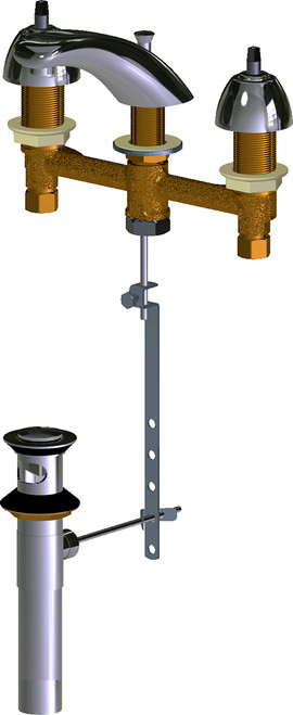 Chicago Faucets 404-E74POLEHAB Deck-Mounted Manual Faucet with 8" Centers and Pop-Up Drain
