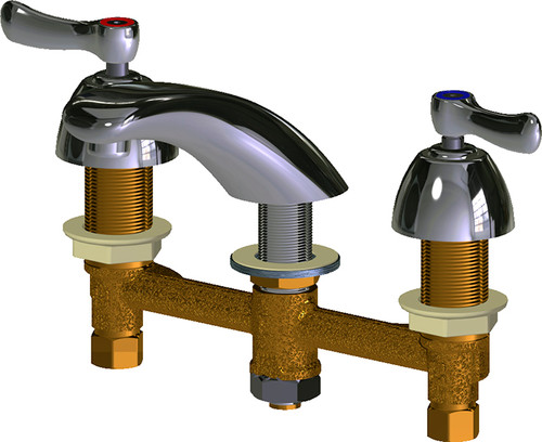 Chicago Faucets 404-E74XKABCP Deck-Mounted Manual Faucet with 8" Centers