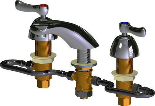 Chicago Faucets 404-HZABCP Deck-Mounted Manual Faucet with Adjustable Centers