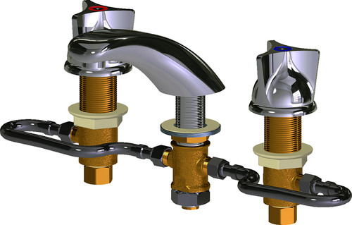 Chicago Faucets 404-HZE74-950ABCP Deck-Mounted Manual Faucet with Adjustable Centers
