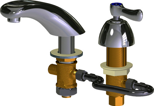 Chicago Faucets 404-HZE74CWABCP Deck-Mounted Manual Faucet with Adjustable Centers