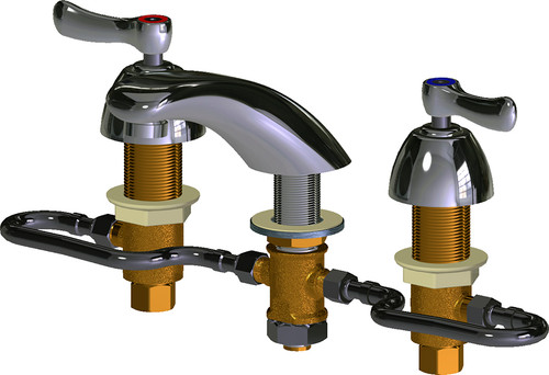 Chicago Faucets 404-VHZABCP Deck-Mounted Manual Faucet with Adjustable Centers