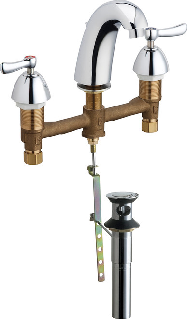 Chicago Faucets 405-E37VP390POAB Deck-Mounted Manual Faucet with 8" Centers