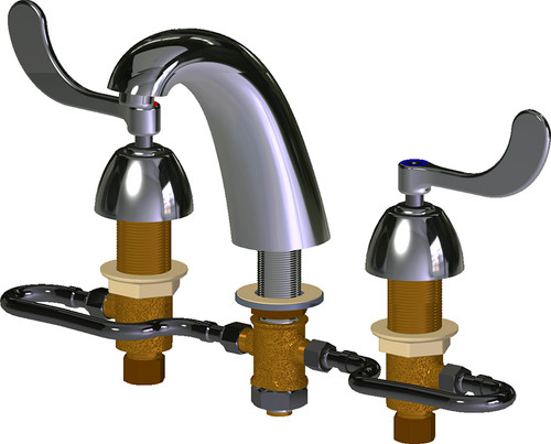 Chicago Faucets 405-HE2805-317XKAB Deck-Mounted Manual Faucet with Adjustable Centers