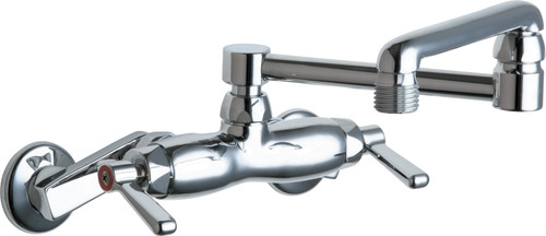 Chicago Faucets 445-DJ13E2CP Wall-Mounted Manual Faucet with Adjustable Centers