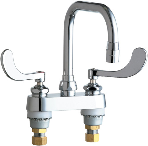 Chicago Faucets 526-E35-317ABCP Deck-Mounted Manual Faucet with 4" Centers