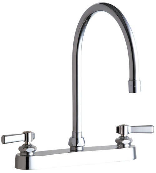 Chicago Faucets 527-GN8AE35ABCP Deck-Mounted Manual Faucet with 8" Centers