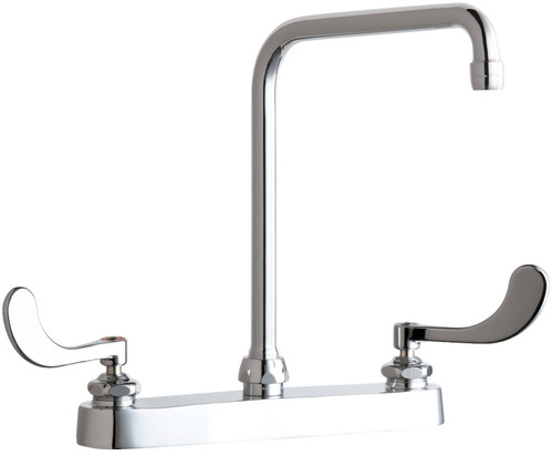 Chicago Faucets 527-HA8-317ABCP Deck-Mounted Manual Faucet with 8" Centers