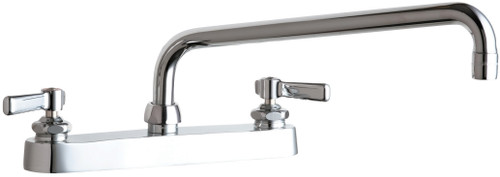 Chicago Faucets 527-L12ABCP Deck-Mounted Manual Faucet with 8" Centers