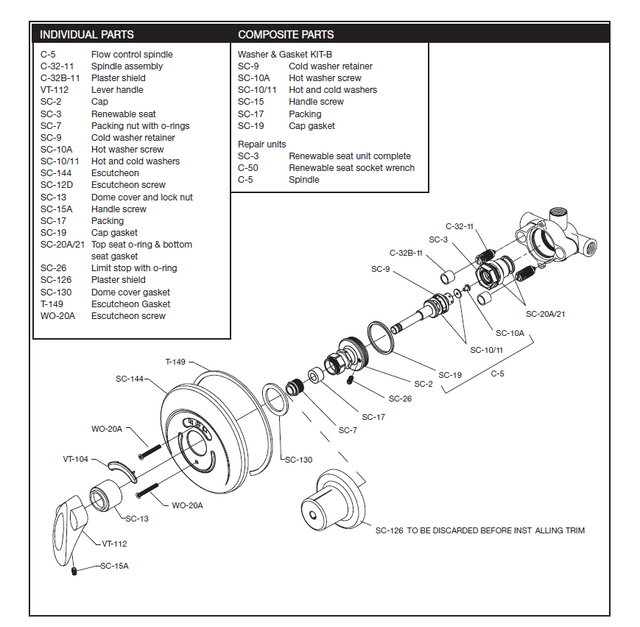Symmons Shower Parts Breakdowns | Shower Diagrams