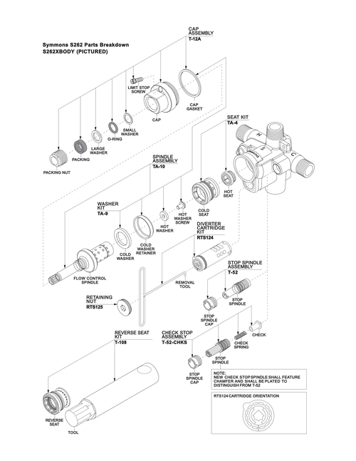 Symmons 262 Parts Breakdown - Quality Plumbing Supply