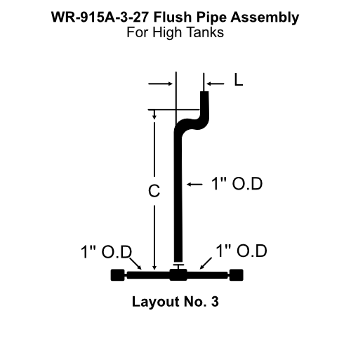 White Racker WR-915A-3-27 Urinal High Tank Brass Flush Pipe