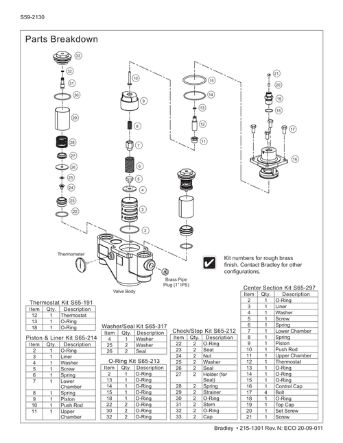 Bradley S59-2130-PB Parts Breakdown & Diagram