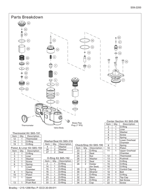 Bradley S59-2200-PB Parts Breakdown & Diagram
