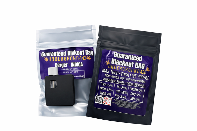 Guaranteed Blackout Bag – Indica Live Profile Disposable
A relaxing Indica disposable designed for nighttime use, featuring a high-terpene live profile blend for smooth flavor and deep, calming effects.