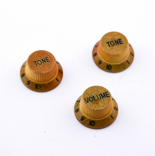 AGP ™ - Aged Relic Stratocaster ® Volume Tone Knobs 6mm Split Shafts #8172453