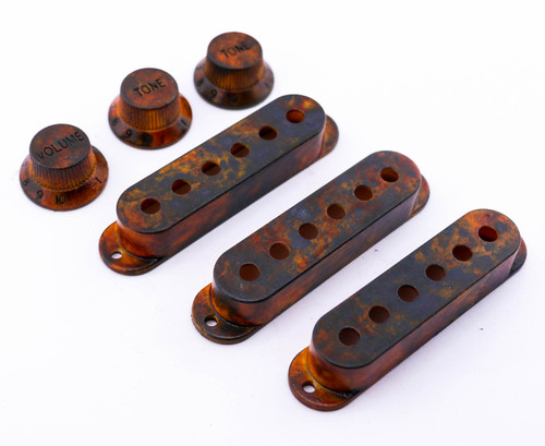 AGP ™ Relic Stratocaster ® Pickups Covers *52/52/52mm Pole Spacing Knobs #1162547