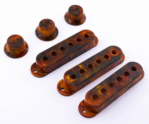 AGP ™ Relic Stratocaster ® Pickups Covers *52/52/52mm Pole Spacing Knobs #1162554