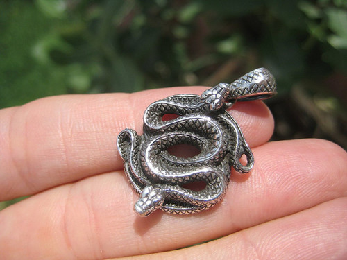 925 Silver Snake Pendant Necklace Thailand jewelry Art