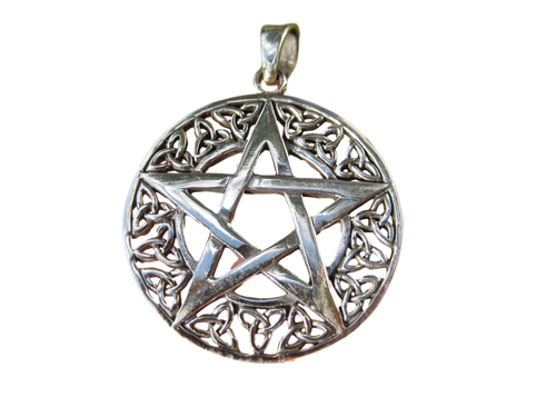 925 Sterling Silver Wicca Pentagram Pendant Necklace Wicca Magic A43